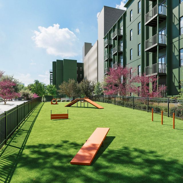 your four-legged roommate has it made 🐾

open-air dog park for the zoomies → indoor pet washing station for the reset.