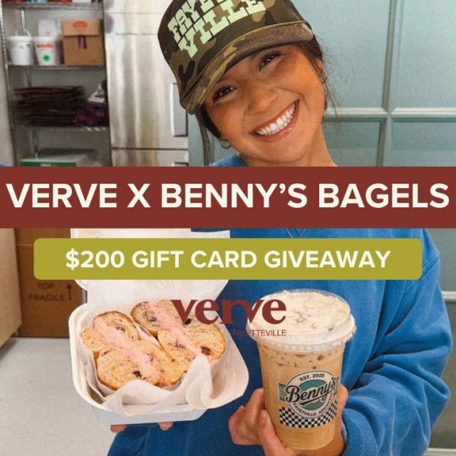 GIVEAWAY EXTENDED
apparently y’all really want bagels 👀
so we’re giving you a little more time…

enter to win a $200 Benny’s Bagels gift card:
• follow @vervefayetteville
• like this post
• tag your crew (1 comment = 1 entry)
• Get Verified through the link in our bio for 10 bonus entries

winner announced 6/15 @ 4pm